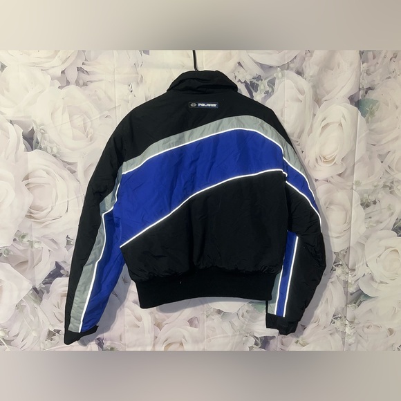 Vintage Polaris Snowmobile /Ski Racing Jacket - Women's Large Blue Black 90s - Picture 5 of 8